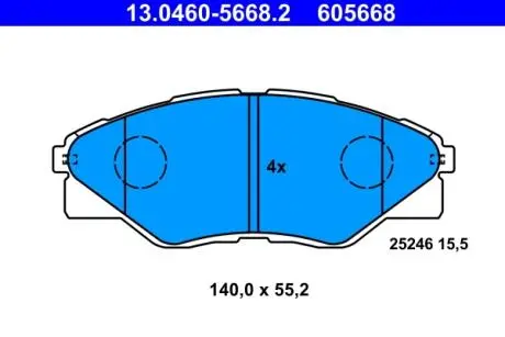13046056682 KLOCKI HAM. TOYOTA P. HI-LUX 2,5 D-4D 08-15 ATE підбір по vin на Brocar