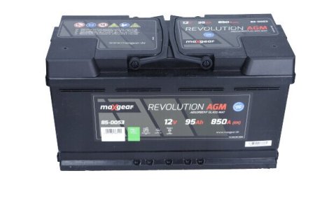 850053 AKUMULATOR 12V 95AH/850A L- 353X175X190 AGM MAXGEAR підбір по vin на Brocar