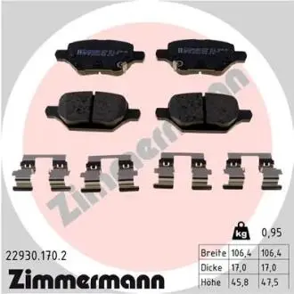 229301702 Колодки гальмівні дискові (комплект 4 шт) ZIMMERMANN підбір по vin на Brocar