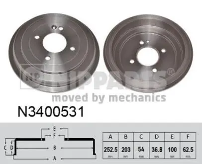 N3400531 ТОРМОЗНЫЕ БАРАБАНЫ NIPPARTS підбір по vin на Brocar
