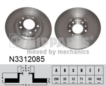 N3312085 Тормозные диски NIPPARTS підбір по vin на Brocar