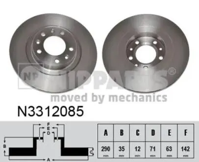 N3312085 Гальмівні диски NIPPARTS підбір по vin на Brocar