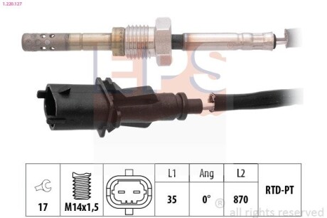 1220127 Датчик температури випускнх газів Fiat Bravo II 1.4/1.9D 06-14/Stilo 1.9D 01-08 EPS підбір по vin на Brocar