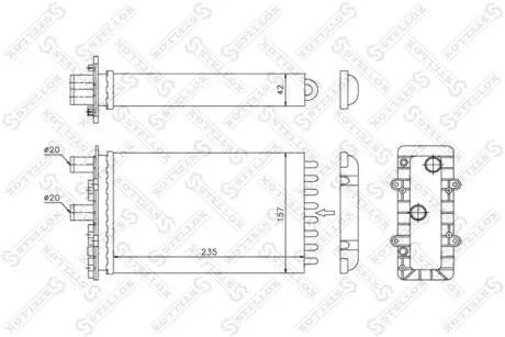 1035079SX Радіатор пічки VW Transporter T4 (Trunk Cabin) 1.8-2.8/D 90- STELLOX підбір по vin на Brocar