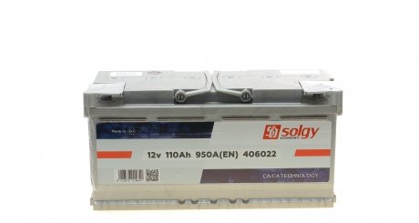 406022 Аккумуляторная батарея 110Ah/950A (395x175x190/+R) SOLGY подбор по vin на Brocar