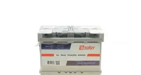 406020 Аккумуляторная батарея 80Ah/750A (278x175x190/+R) SOLGY подбор по vin на Brocar