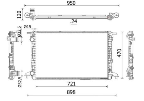 CR2179000S Радіатор системи охолодження Audi A4 Allroad B9, A4 B9, A5, A6 C8, A7, Q5, Q7 VW Touareg 1.4-2.0H 05.15- MAHLE / KNECHT підбір по vin на Brocar