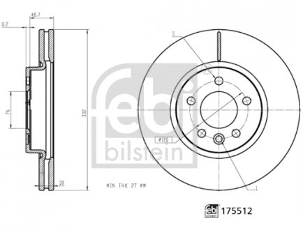 175512 TARCZA HAMULC. VW AMAROK 16- PRZÓD FEBI BILSTEIN підбір по vin на Brocar