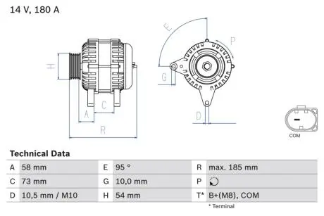0986082850 Генератор BOSCH підбір по vin на Brocar