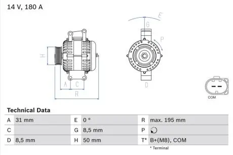 0986081910 Генератор 0 986 081 910 BOSCH BOSCH подбор по vin на Brocar