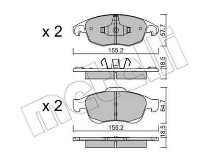 2208000 Колодки гальмівні (передні) Citroen C4/Berlingo/Peugeot 5008/Partner 08- METELLI підбір по vin на Brocar