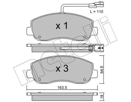 2208980 Колодки гальмівні (передні) Renault Master III/Opel Movano B/Nissan NV400 10-(+датчик) METELLI підбір по vin на Brocar
