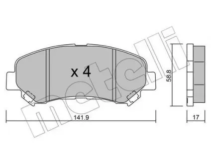 2207920 Колодки тормозные (передние) Nissan Rogue/Qashqai/X-Trail/Teana 07-13/Juke/Suzuki Kizashi 10- METELLI подбор по vin на Brocar