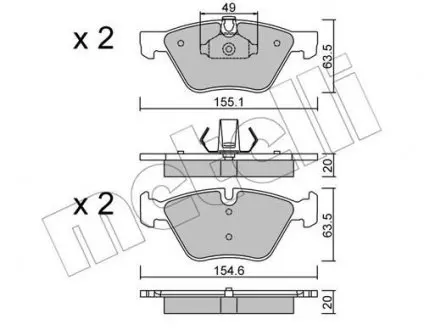 2205570 Колодки тормозные (передние) BMW 3 (E90/E91/E92) 07-13/5 (E60/E61) 03-10/X1 (E84) 09-15 METELLI подбор по vin на Brocar