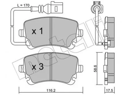 2205540 Колодки гальмівні (задні) VW T5/Multivan V 03-15 (+датчик) METELLI підбір по vin на Brocar