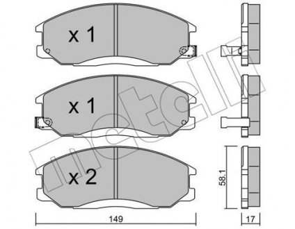 2203640 Колодки тормозные (передние) Hyundai Santa Fe/Trajet 00-12/Ssangyong Actyon/Kyron 05-/Rexton 02- METELLI підбір по vin на Brocar