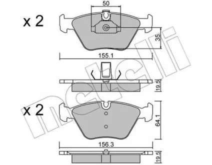 2202070 Колодки тормозные (передние) BMW 5 (E39) 96-04/3 (E46) 00-06 METELLI подбор по vin на Brocar