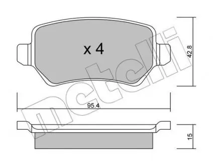 2205421 Колодки гальмівні (задні) Opel Astra H 04-/Combo 01-/Zafira B 05-15 METELLI підбір по vin на Brocar