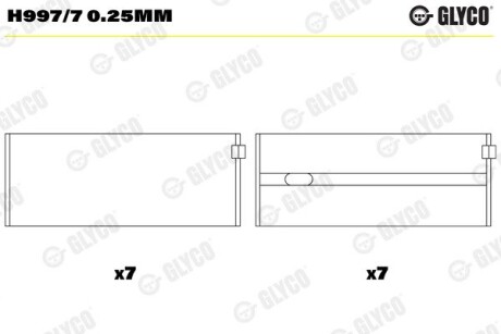 H9977025MM Вкладыши коренные GLYCO підбір по vin на Brocar