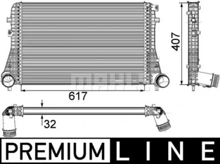 CI208000P Радиатор интеркулера VW Passat/Sharan/Tiguan 1.4-2.0D 05- MAHLE / KNECHT подбор по vin на Brocar