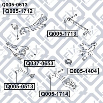 Q0050513 САЙЛЕНТБЛОК ЗАДН ТЯГИ MAZDA 3 BK 2003-2008 Q-FIX підбір по vin на Brocar