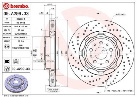 09A29933 TARCZA HAMULC. MASERATI GRAN TURISMO 07- PRZÓD BREMBO підбір по vin на Brocar