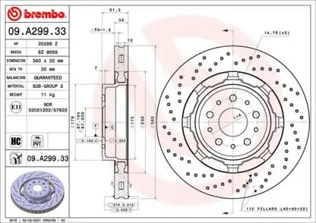 09A29933 Гальмівний диск двосекційний BREMBO підбір по vin на Brocar