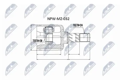 NPWMZ032 Шарнір рівних кутових швидкостей NTY підбір по vin на Brocar