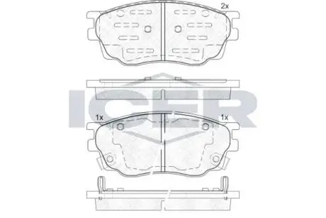 181542200 Колодки гальмівні (передні) Mazda 6 02-07 (+датчики) ICER підбір по vin на Brocar