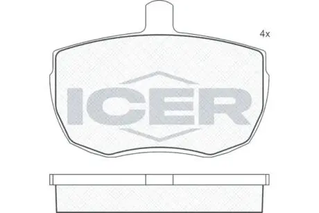 180230 Колодки гальмівні (передні) Ford Transit/Iveco Daily 77-92/Daf 400 89-93/Land Rover Defender 98-16 ICER підбір по vin на Brocar