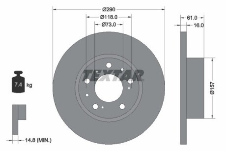 92042900 Тормозной диск 92042900 TEXTAR TEXTAR підбір по vin на Brocar