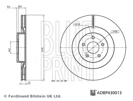 ADBP430013 TARCZA HAM. FORD P. FOCUS 2,3 RS AWD 15- BLUE PRINT підбір по vin на Brocar