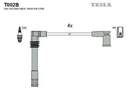 T002B Комплект кабелів запалювання TESLA підбір по vin на Brocar