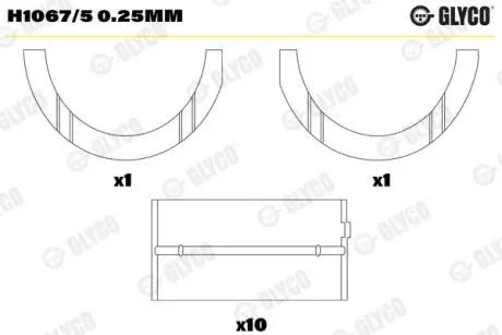 H10675025MM Вкладиші корінні (к-кт) GLYCO підбір по vin на Brocar