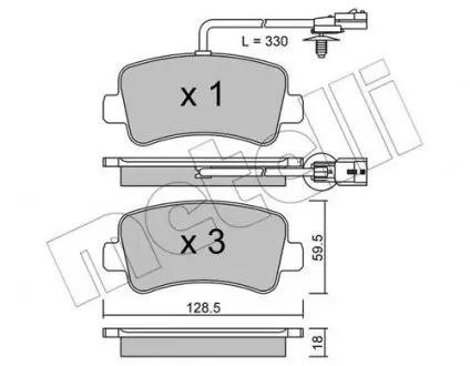 2208990 Колодки гальмівні (задні) Renault Master III/Opel Movano B/Nissan NV400 10- (+датчик)(однокатковий) METELLI підбір по vin на Brocar