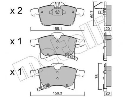 2205390 Колодки тормозные (передние) Opel Astra H 04-/Combo 01-/Corsa C/D/E 03-/Meriva A/B 03-/Zafira B 05- METELLI подбор по vin на Brocar