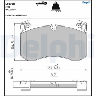 LP3728 Klocki ham. MB G63 AMG/GLE350/GLE400/GLE53 AMG/GLE580 DELPHI підбір по vin на Brocar