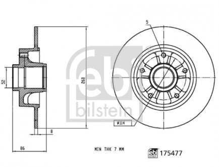 175477 TARCZA HAMULC.+ŁOŻYSKO(ZEST. 1 SZT) RENAULT FEBI BILSTEIN підбір по vin на Brocar