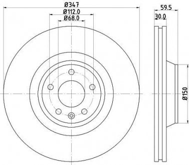 8DD355128311 Диск тормозной (передний) Audi A6 04-11 (347х30) PRO+ HELLA подбор по vin на Brocar