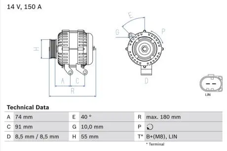 0986080810 Генератор BOSCH підбір по vin на Brocar