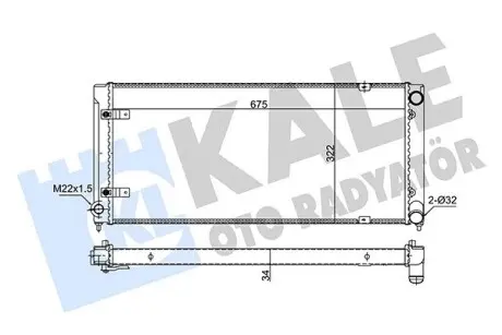 349230 Радиатор охлаждения Golf I,II,Jetta II 1.6/1.8/1.6D KALE OTO RADYATOR підбір по vin на Brocar