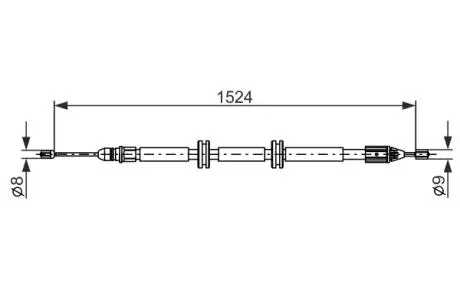 1987482888 Трос ручника (задній) (R) Renault Kangoo (4x4) (1525/1235mm) BOSCH підбір по vin на Brocar