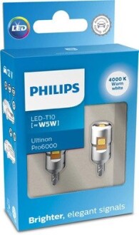 11961WU60X2 Автолампа Philips 11961WU60X2 Ultinon Pro6000 W5W бесцокольная PHILIPS подбор по vin на Brocar