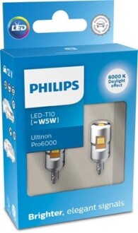 11961CU60X2 Автолампа Philips 11961CU60X2 Ultinon Pro6000 W5W бесцокольная PHILIPS подбор по vin на Brocar