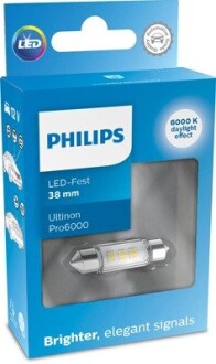 11854CU60X1 Автолампа Philips 11854CU60X1 Ultinon Pro6000 SV8,5 прозрачная PHILIPS подбор по vin на Brocar