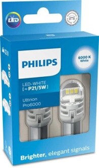 11499CU60X2 Автолампа Philips 11499CU60X2 Ultinon Pro6000 P21/5W BAY15d прозрачная PHILIPS подбор по vin на Brocar