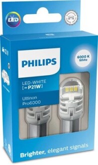 11498CU60X2 Автолампа Philips 11498CU60X2 Ultinon Pro6000 P21W BA15s прозрачная PHILIPS подбор по vin на Brocar