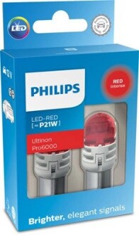 11498RU60X2 Автолампа Philips 11498RU60X2 Ultinon Pro6000 P21W BA15s красная PHILIPS подбор по vin на Brocar