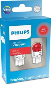 11066RU60X2 Автолампа Philips 11066RU60X2 Ultinon Pro6000 W21/5W W3x16q красная PHILIPS подбор по vin на Brocar