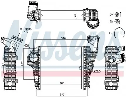 961426 Радіатор інтеркулера NISSENS підбір по vin на Brocar